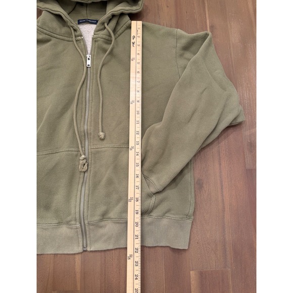 Brandy Melville Olive Green Oversized Full Zip Hoodie Sweatshirt One Size - Picture 3 of 6